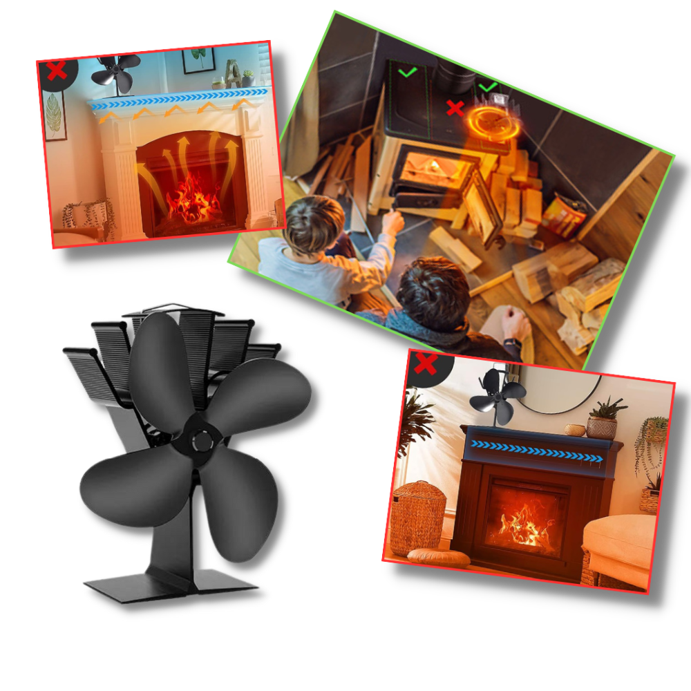 4-Blade Heat Powered Stove Fan for fireplaces