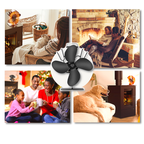 4-Blade Heat Powered Stove Fan for fireplaces