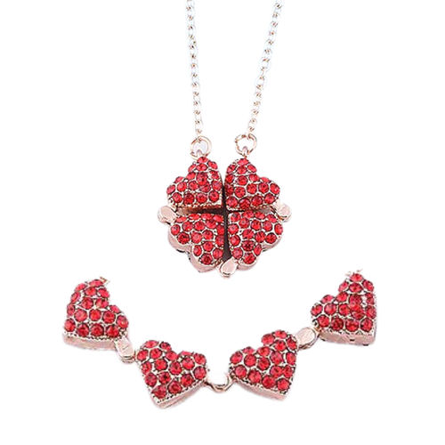 Adjustable 4 Leaf Clover Heart Necklace