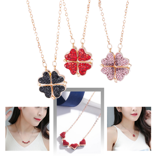 Adjustable 4 Leaf Clover Heart Necklace