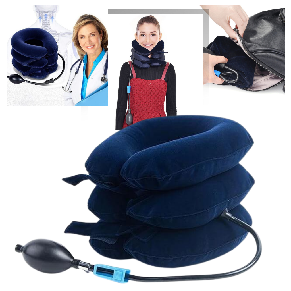 Cervical neck traction inflatable collar