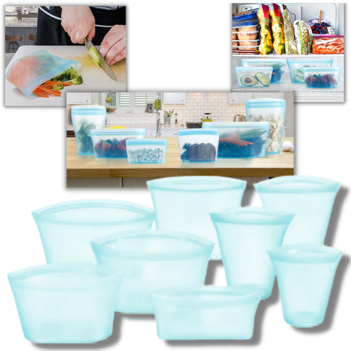 8-Pack Reusable Food Silicone Bags