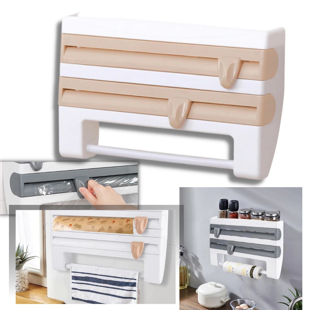 4-in-1 Wall Mounted Plastic Film and Paper Towel Holder