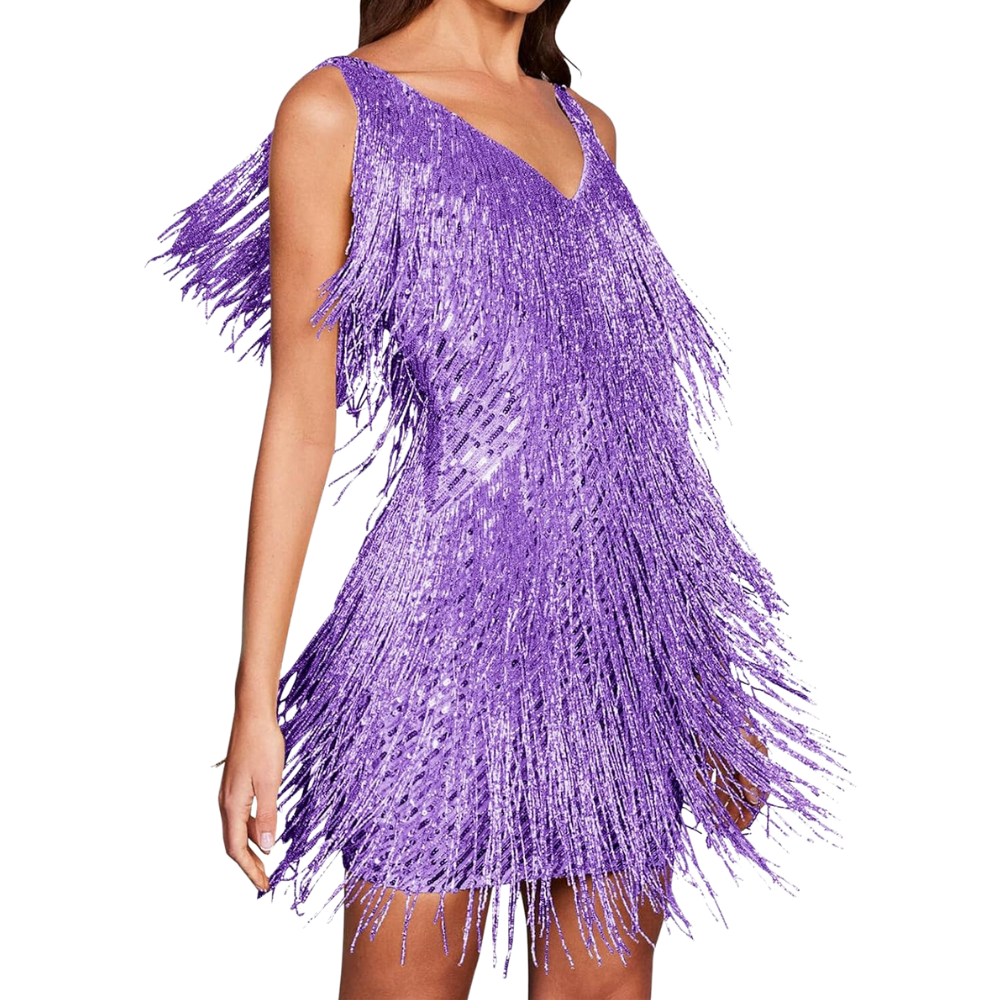 Sequin V-Neck Slip Dress
