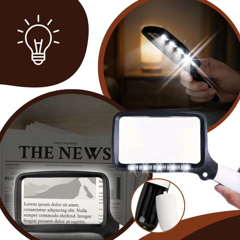 Wide Bright Reading Rectangular Magnifier